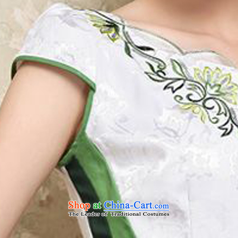 The 2015 summer-jae on new sleek white lotus fresh qipao improved ground short of Sau San package and video Tang dynasty qipao JAYT-25 thin green M-jae ink has been pressed shopping on the Internet