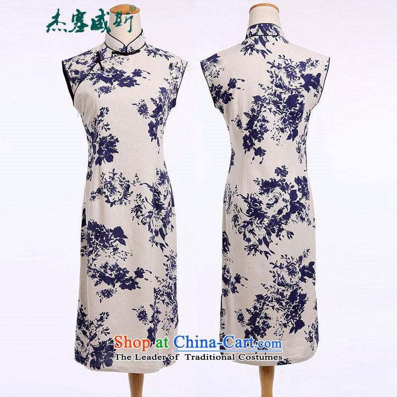 C.o.d. Jie of the Spring and Summer Art Nouveau Linen Dress up manually sleeveless detained in collar long improved cheongsam dress sleeveless porcelain M In Wisconsin, , , , Jie shopping on the Internet