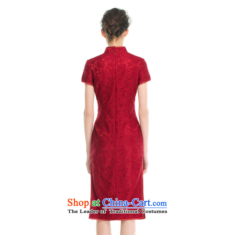 The 2015 summer wood really new dresses with long cheongsam with 43050 mother 04 deep red wood really a , , , XXL, shopping on the Internet