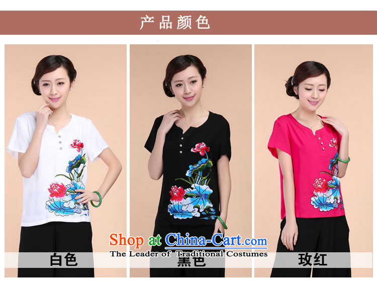 Charm and Asia 2015 Summer retro Sau San Tong load embroidery Short Sleeve V-Neck short-sleeved T-shirt relaxd casual pants two-piece set with black XL Photo, prices, brand platters! The elections are supplied in the national character of distribution, so action, buy now enjoy more preferential! As soon as possible.