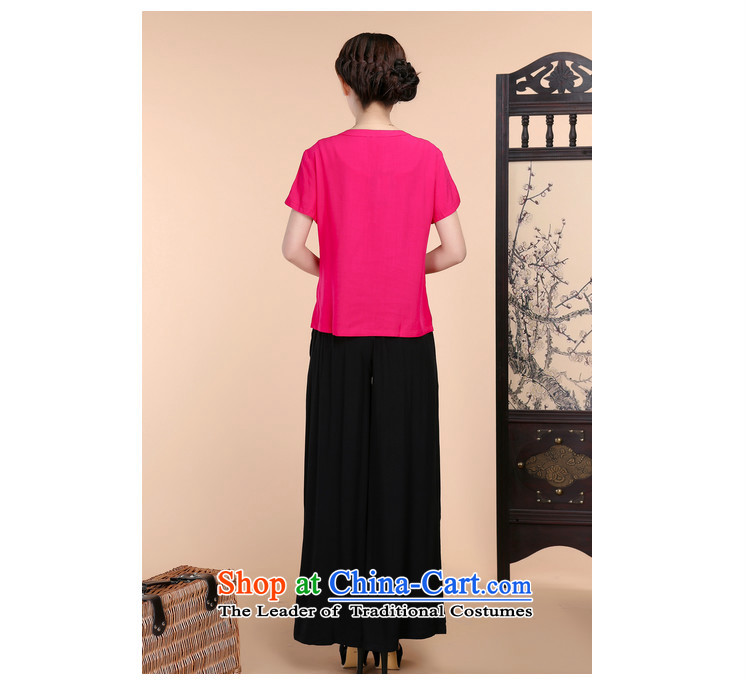 Charm and Asia 2015 Summer retro Sau San Tong load embroidery Short Sleeve V-Neck short-sleeved T-shirt relaxd casual pants two-piece set with black XL Photo, prices, brand platters! The elections are supplied in the national character of distribution, so action, buy now enjoy more preferential! As soon as possible.