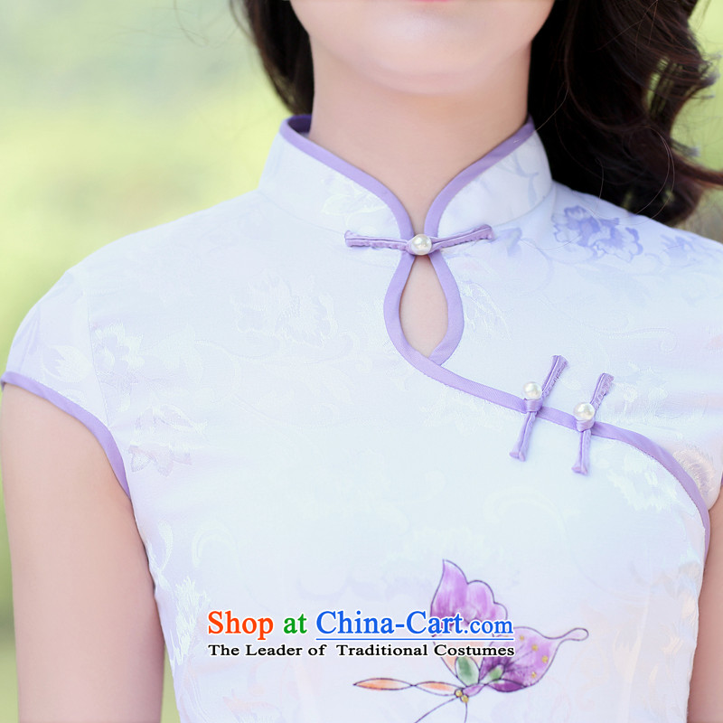 The 2015 Summer Scent Golan new improved chinese president elegant beauty cheongsam dress dresses summer purple peony S, incense (XGN Golan) , , , shopping on the Internet