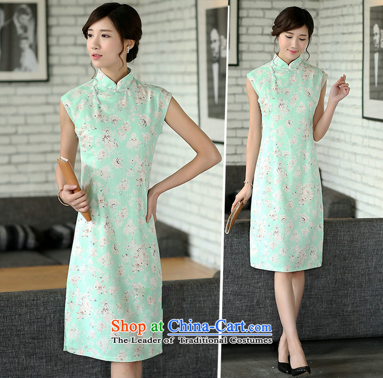 C.o.d. Jie of the summer for women retro stamp Sau San cheongsam dress improved collar word manually clip cotton linen dresses sleeveless Green Rose M picture, prices, brand platters! The elections are supplied in the national character of distribution, so action, buy now enjoy more preferential! As soon as possible.