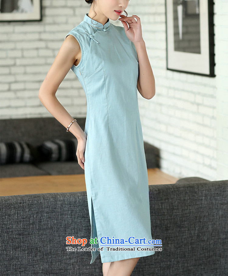 C.o.d. Jie of the summer for women retro arts linen solid color manually tray clip Sleeveless Men's Mock-Neck word manually. Long qipao sleeveless light blue XL Photo, prices, brand platters! The elections are supplied in the national character of distribution, so action, buy now enjoy more preferential! As soon as possible.