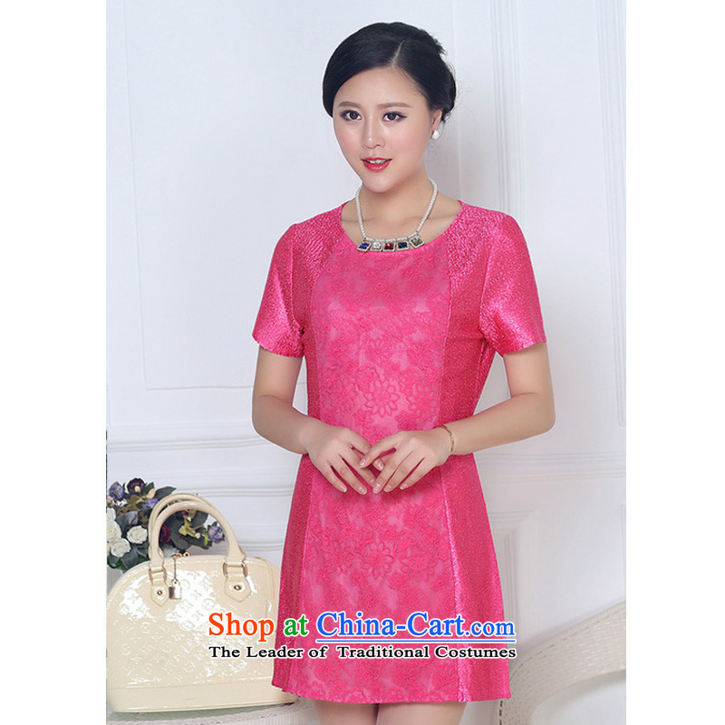 The 2015 summer, Tsz On New Silk creases in older mother in long skirt XYY-8321 pink?XL