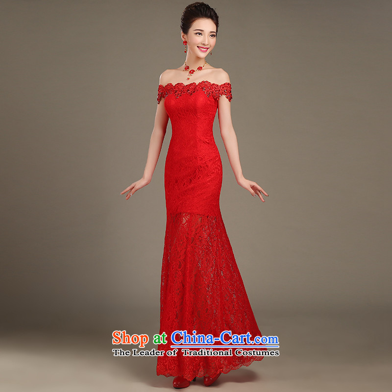 Service Bridal Spring 2015 followed the new red long word shoulder crowsfoot wedding dresses Sau San autumn and winter evening dress short) S, countries attractive color is Windsor shopping on the Internet has been pressed.