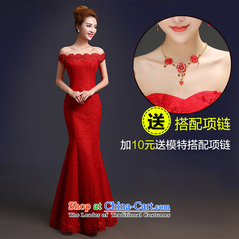 Service Bridal Spring 2015 followed the new red long word shoulder crowsfoot wedding dresses Sau San autumn and winter evening dress short) S, countries attractive color is Windsor shopping on the Internet has been pressed.