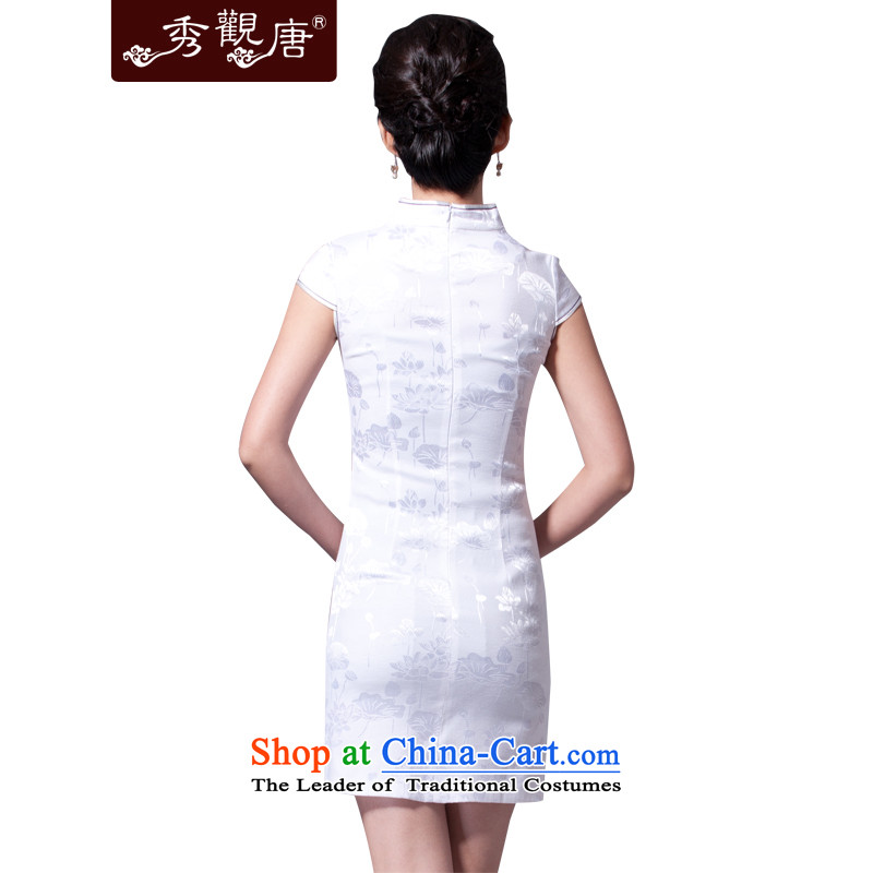 [Sau Kwun Tong] flower in the water improved embroidery cheongsam dress for summer 2015 Sleek and Sexy female G32198 White M-soo Kwun Tong shopping on the Internet has been pressed.