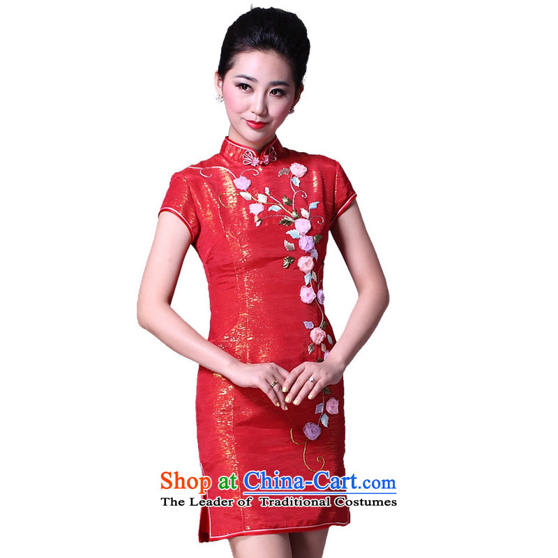Sau Kwun Tong [Marriage quarter] knot connected with three-dimensional embroidery manually staple bead qipao/wedding dress photo color bride , L, Sau Kwun Tong shopping on the Internet has been pressed.