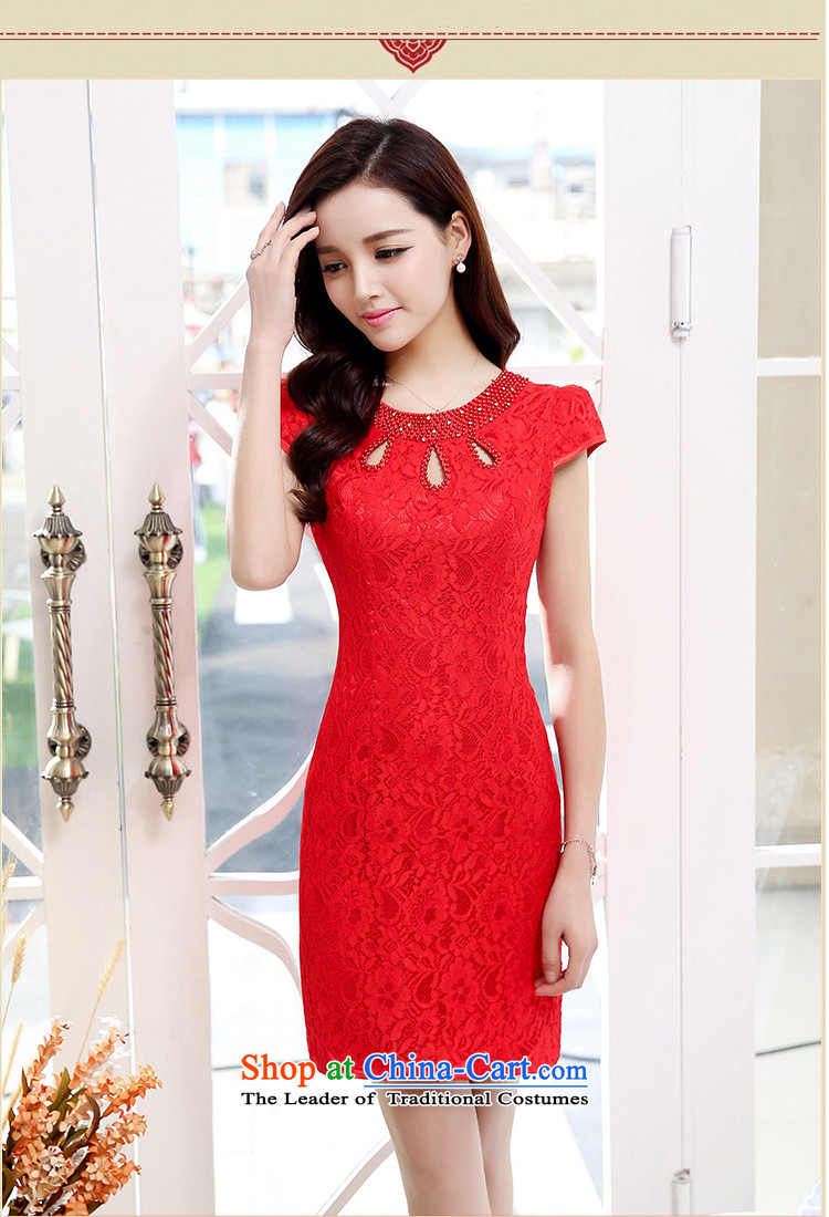 Rui Zhu 2015 spring, summer, autumn and the new retro-lace round-neck collar diamond cheongsam dress and package 