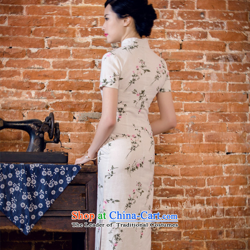 At the end of light women arts linen dresses manually disc detained stylish short-sleeved long low power's qipao JT2063 day lilies , shallow end shopping on the Internet has been pressed.