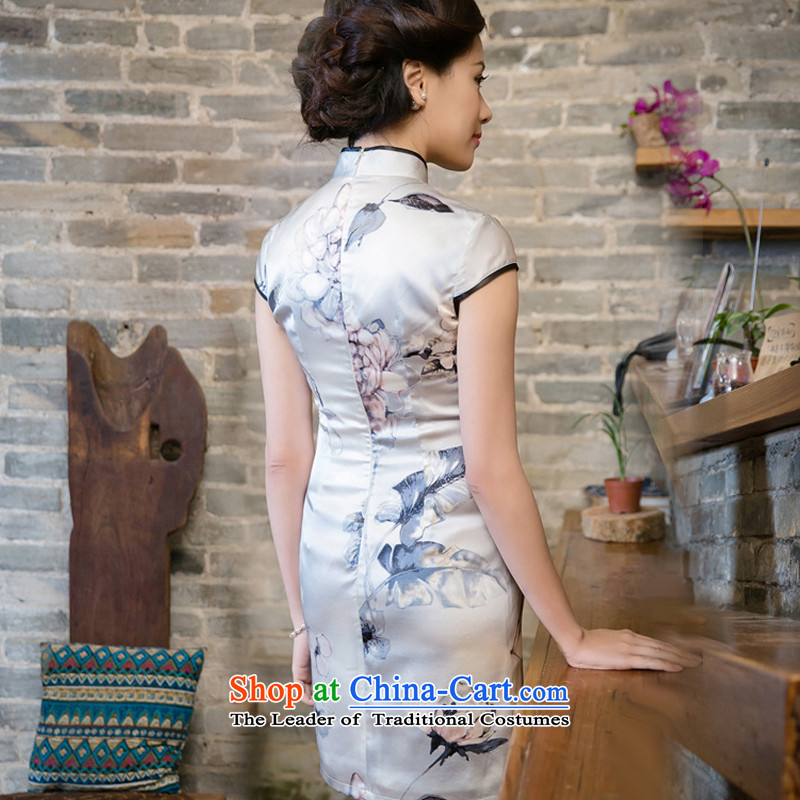 The end of the exclusive improved light silk retro herbs extract video thin cheongsam dress Sau San JT5080 White XL, light at the end of shopping on the Internet has been pressed.