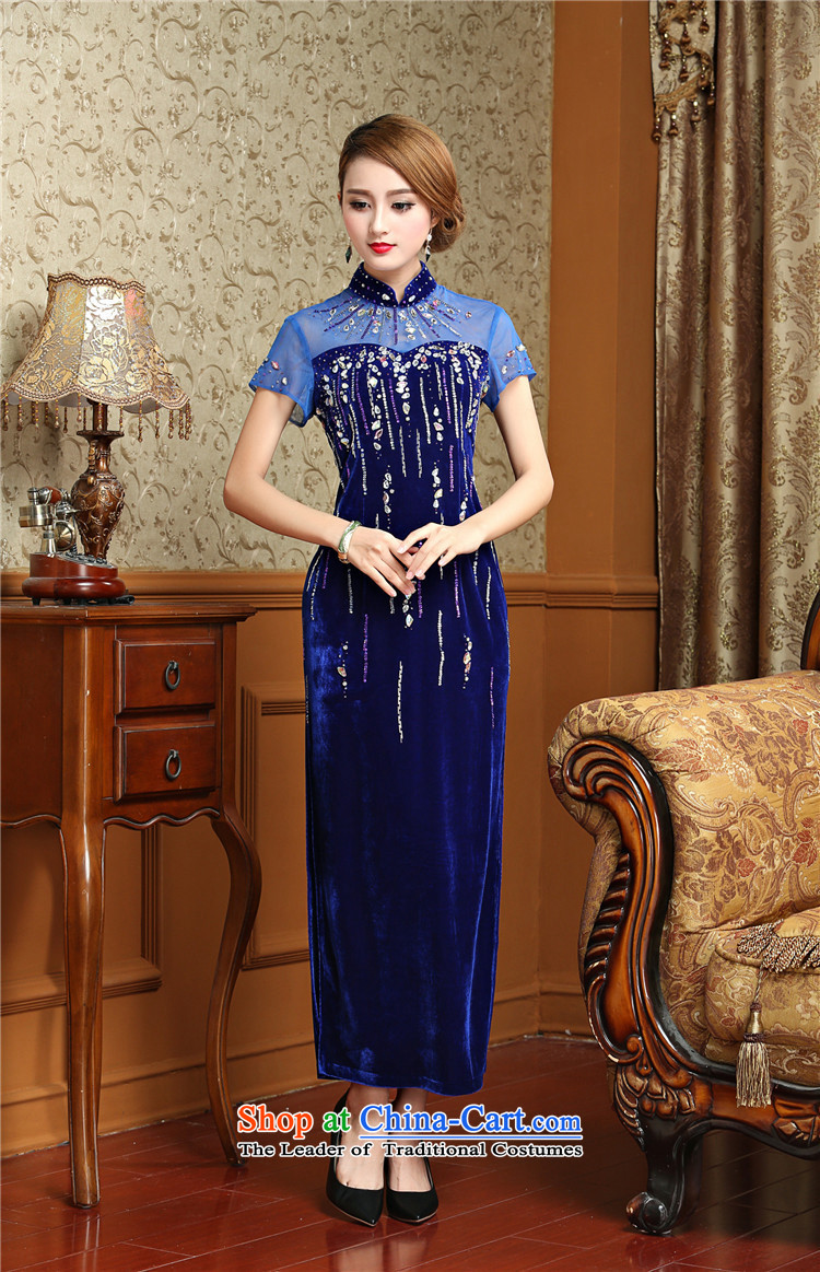 At the end of long-light gray velour cheongsam dress Chinese antique dresses bows AQE001 BLUE L photo service, prices, brand platters! The elections are supplied in the national character of distribution, so action, buy now enjoy more preferential! As soon as possible.