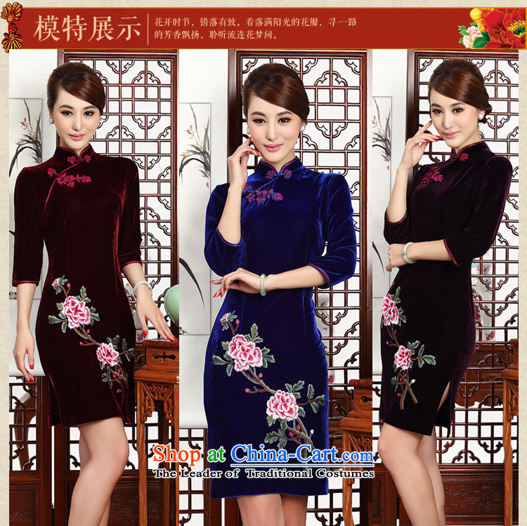 The end of the short of light and stylish retro mother embroidery cheongsam cheongsam dress Kim velvet wedding dress AQE002 PURPLE S picture, prices, brand platters! The elections are supplied in the national character of distribution, so action, buy now enjoy more preferential! As soon as possible.