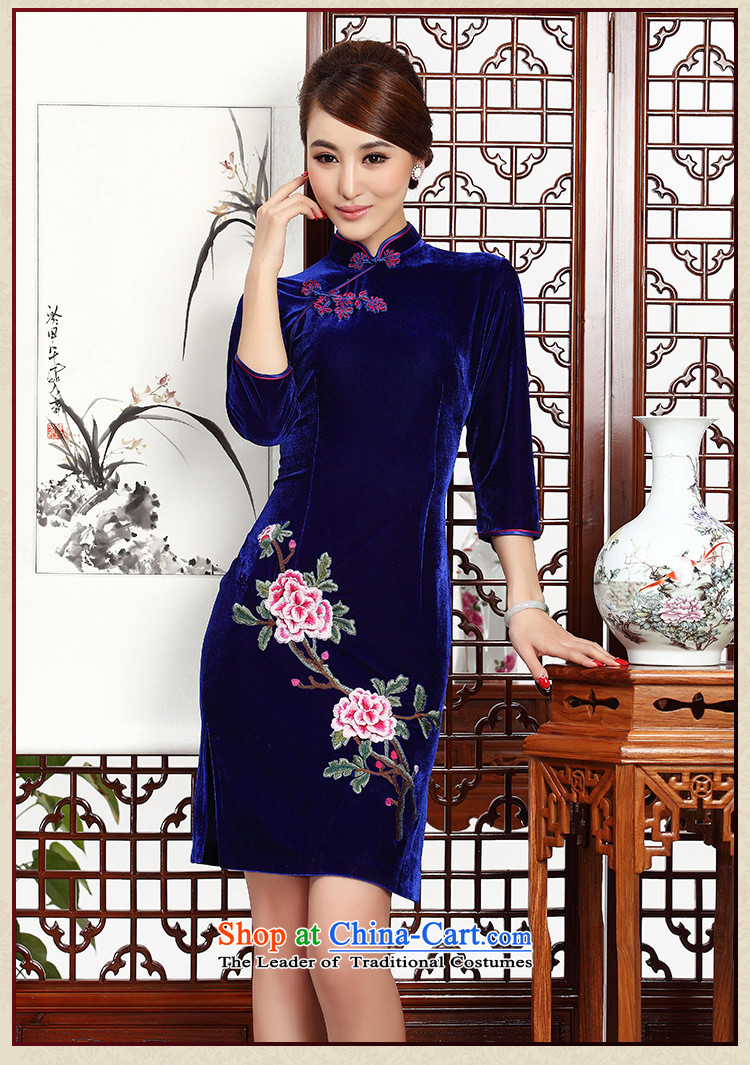 The end of the short of light and stylish retro mother embroidery cheongsam cheongsam dress Kim velvet wedding dress AQE002 PURPLE S picture, prices, brand platters! The elections are supplied in the national character of distribution, so action, buy now enjoy more preferential! As soon as possible.