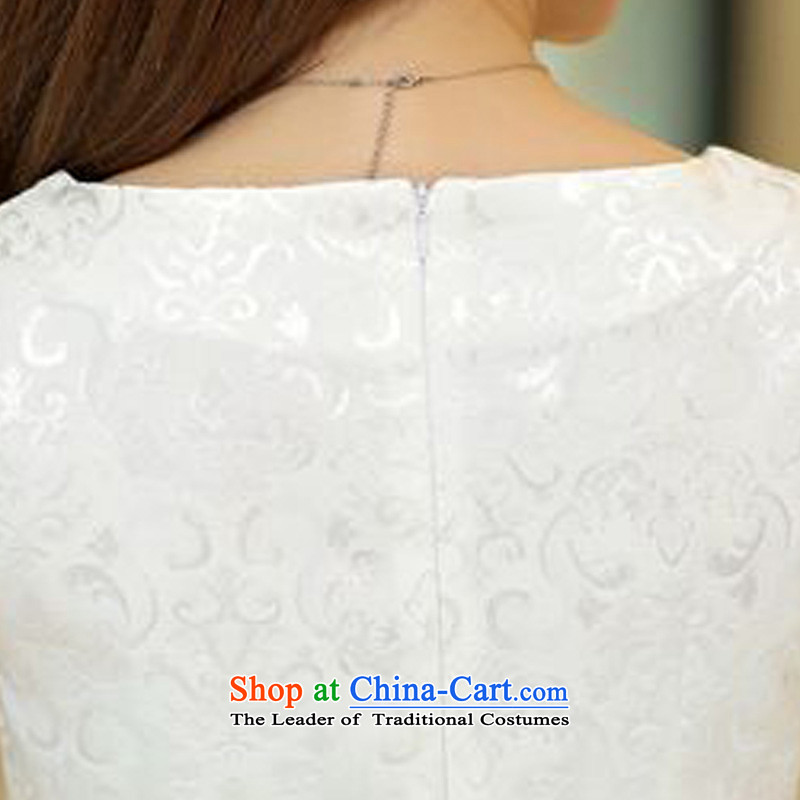 The 2015 summer-jae on the new special retro V-neck design jacquard pattern embroidery short of Sau San Tong JAYT-35 replacing white cheongsam ,L,JA ink has been pressed shopping on the Internet