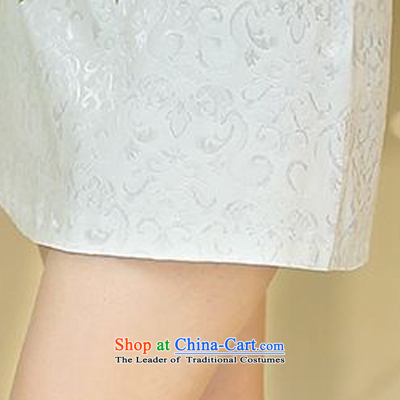 The 2015 summer-jae on the new special retro V-neck design jacquard pattern embroidery short of Sau San Tong JAYT-35 replacing white cheongsam ,L,JA ink has been pressed shopping on the Internet