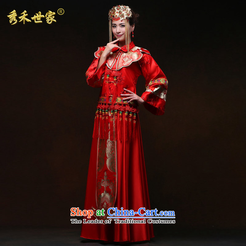 Sau Wo Saga Soo Wo Service 2015 new red wedding dresses bows to Sau Wo Service Bridal Chinese dragon use su kimono marriage spring and summer large red L, Sau Wo family shopping on the Internet has been pressed.