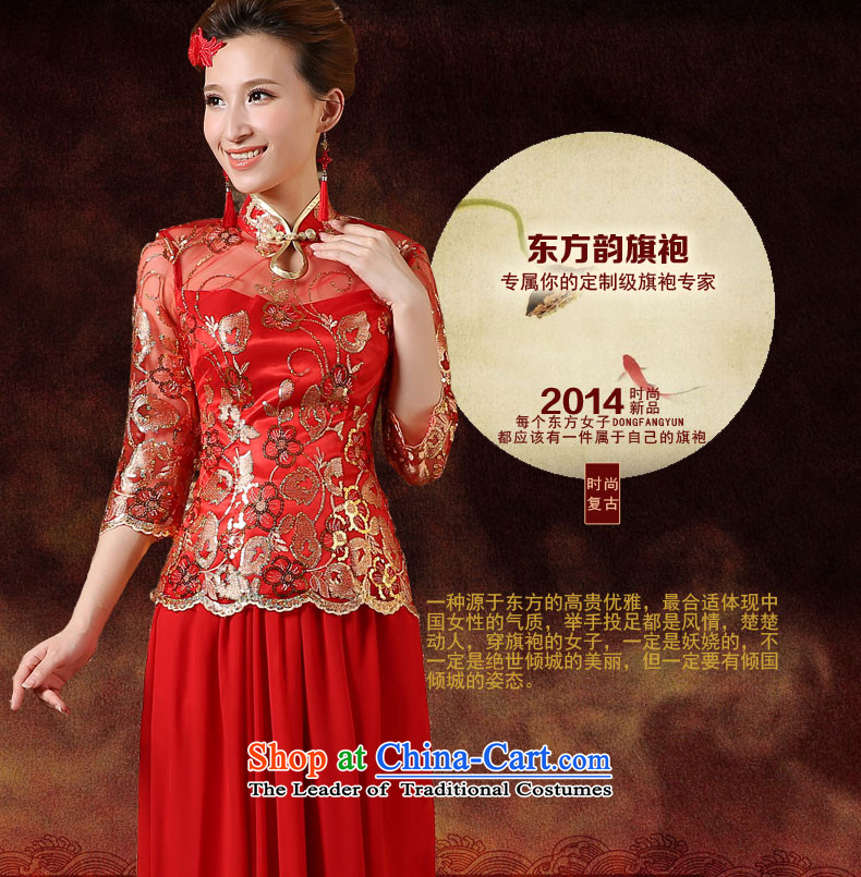 2015 Spring Summer China wind bows Service Bridal wedding dress retro embroidery long cheongsam red female red L picture, prices, brand platters! The elections are supplied in the national character of distribution, so action, buy now enjoy more preferential! As soon as possible.