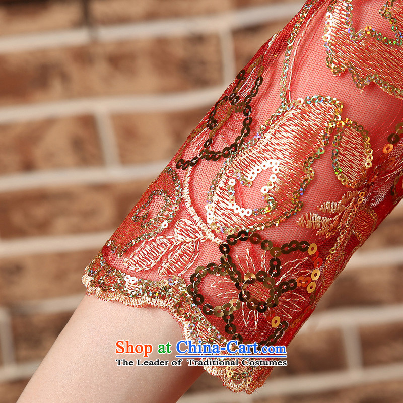 2015 Spring Summer China wind bows Service Bridal wedding dress retro embroidery long cheongsam red red , L, baby girl brides BPIDEB BABY) , , , (shopping on the Internet