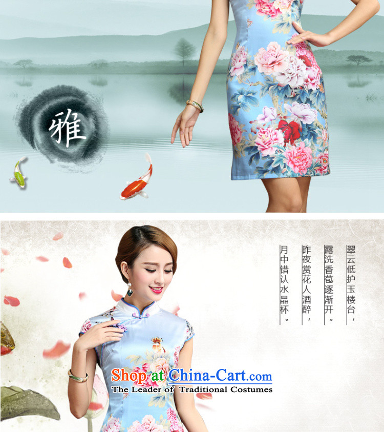 At the end of light and elegant reminiscent of the Silk Cheongsam improved Tang dynasty summer short-sleeved saika cheongsam dress AQE008 map color M brand, prices, picture platters! The elections are supplied in the national character of distribution, so action, buy now enjoy more preferential! As soon as possible.