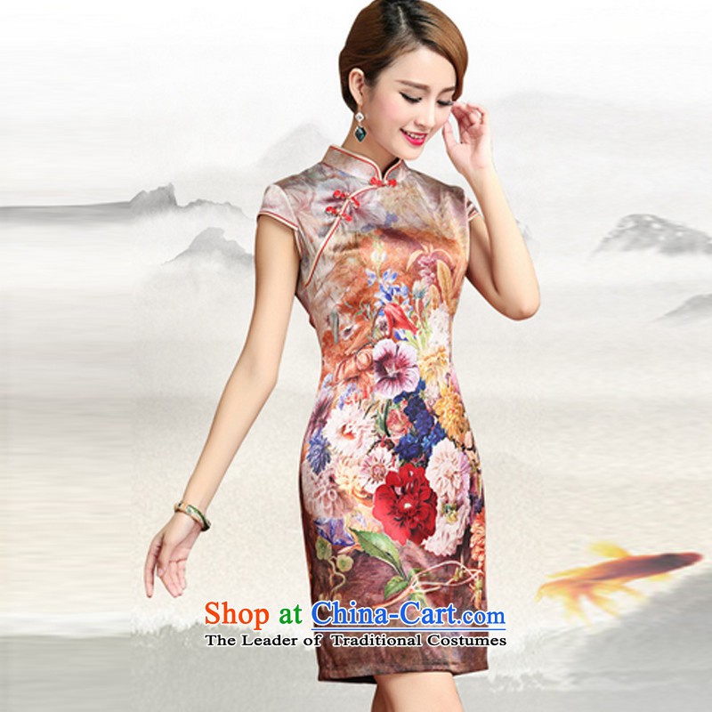 At the end of summer light heavyweight silk cheongsam dress retro Chinese qipao Sau San dresses AQE8054  XXXL, light at the end of map color , , , shopping on the Internet