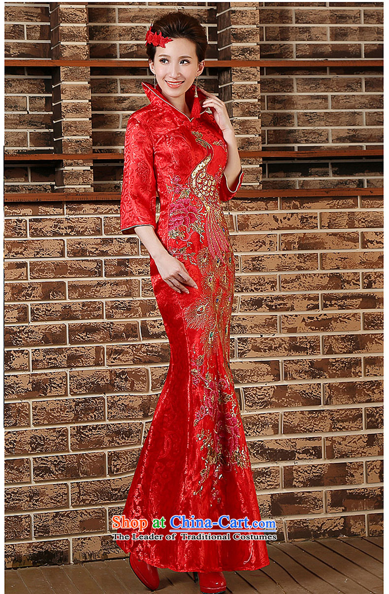 2015 lace Qipao Length of improved, in Sau San crowsfoot cuff nights at high collar bows welcome wedding pictures, price XL RED, brand platters! The elections are supplied in the national character of distribution, so action, buy now enjoy more preferential! As soon as possible.