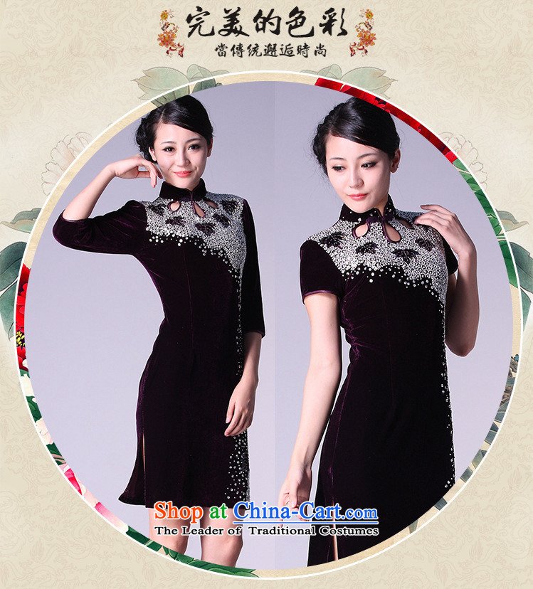 The end of the high end of the shallow cheongsam dress married Kim velvet gown mother banquet xl 7-sleeved clothing female AQE813 bows purple short-sleeved S picture, prices, brand platters! The elections are supplied in the national character of distribution, so action, buy now enjoy more preferential! As soon as possible.