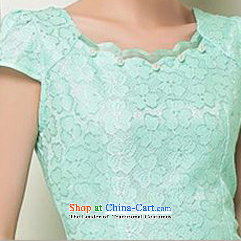 The 2015 summer-jae on new lady improved qipao lace short-sleeved irregular round-neck collar short of Sau San Tong JAYT-37 load qipao apricot , L, Tsz ink has been pressed shopping on the Internet