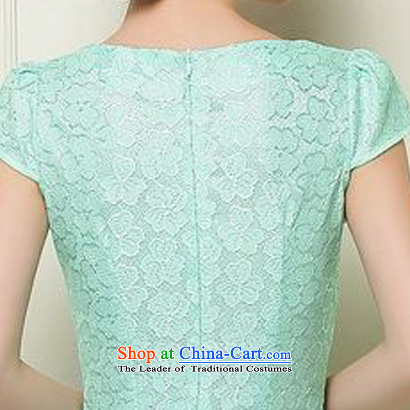 The 2015 summer-jae on new lady improved qipao lace short-sleeved irregular round-neck collar short of Sau San Tong JAYT-37 load qipao apricot , L, Tsz ink has been pressed shopping on the Internet