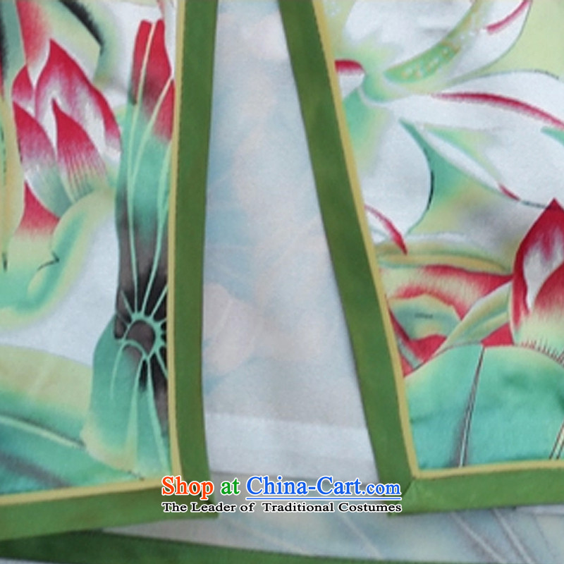 The end of the green light Silk Cheongsam omelet upscale skirt Chinese Tang Dynasty of Korea dress sauna retro silk dresses summer AQE020  XXXL, map color light at the end of shopping on the Internet has been pressed.