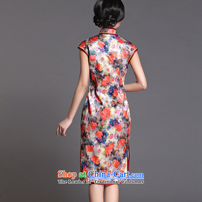At the end of light Silk Cheongsam. Long China wind upscale herbs extract dress dresses AQE022  XXXL, light at the end of map color , , , shopping on the Internet