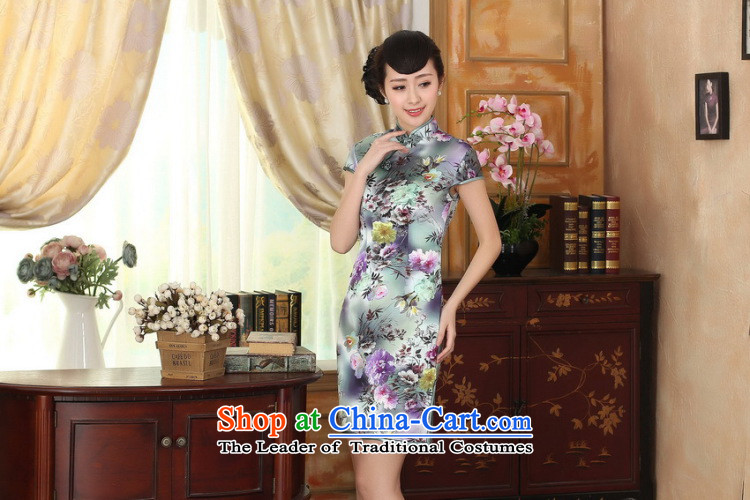 Dan smoke women in summer and autumn peony short-sleeved stretch of Sau San Satin Silk Dresses retro Silk Cheongsam Peony 2XL Photo Double, prices, brand platters! The elections are supplied in the national character of distribution, so action, buy now enjoy more preferential! As soon as possible.