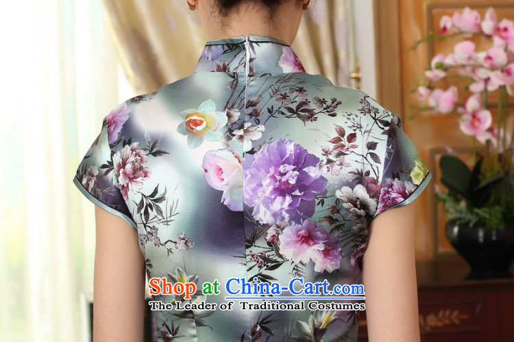 Floral women in summer and autumn peony short-sleeved stretch of Sau San Satin Silk Dresses retro Silk Cheongsam double figure color L picture, prices, brand platters! The elections are supplied in the national character of distribution, so action, buy now enjoy more preferential! As soon as possible.