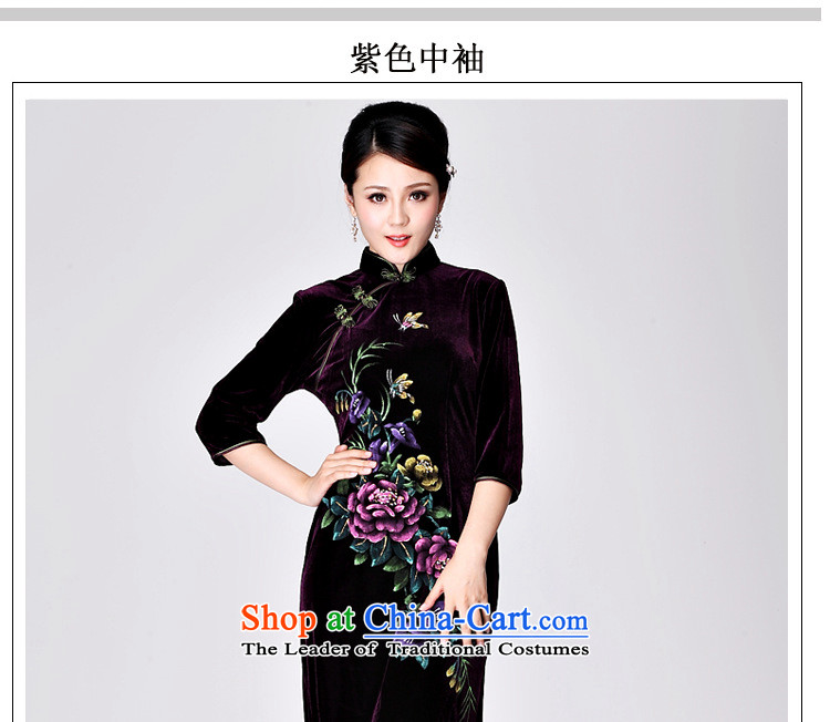In line long-sleeved cloud. Kim qipao hand-painted silk peony flowers in older mother married replacing Tang dynasty dress AQE8868 chestnut horses short-sleeved M picture, prices, brand platters! The elections are supplied in the national character of distribution, so action, buy now enjoy more preferential! As soon as possible.
