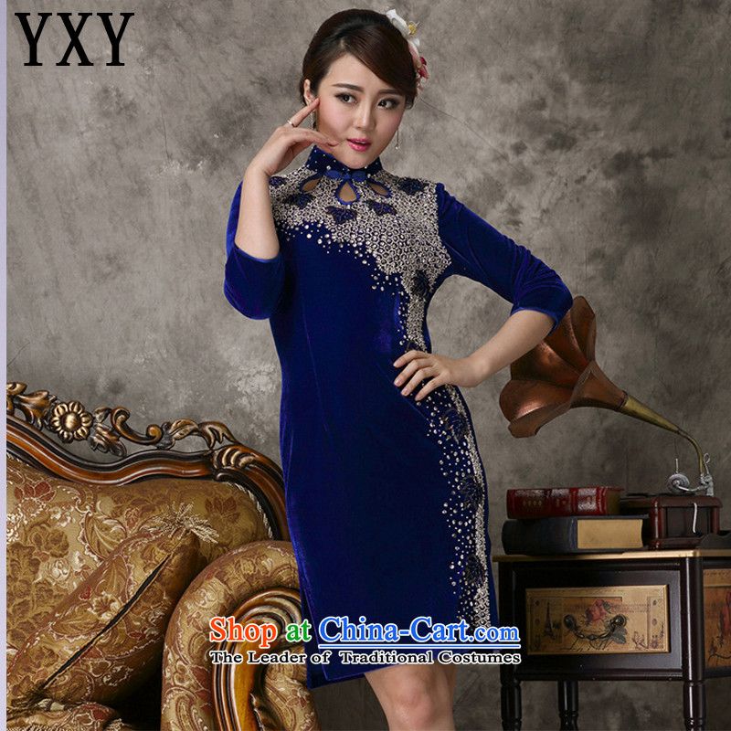 In line high-end Kim velour cloud cheongsam dress marriage banquet dress code of 7 to increase the mother bows to female AQE813 cuff purple lines in the Cuff XXL, stakeholders (youthinking cloud) , , , shopping on the Internet