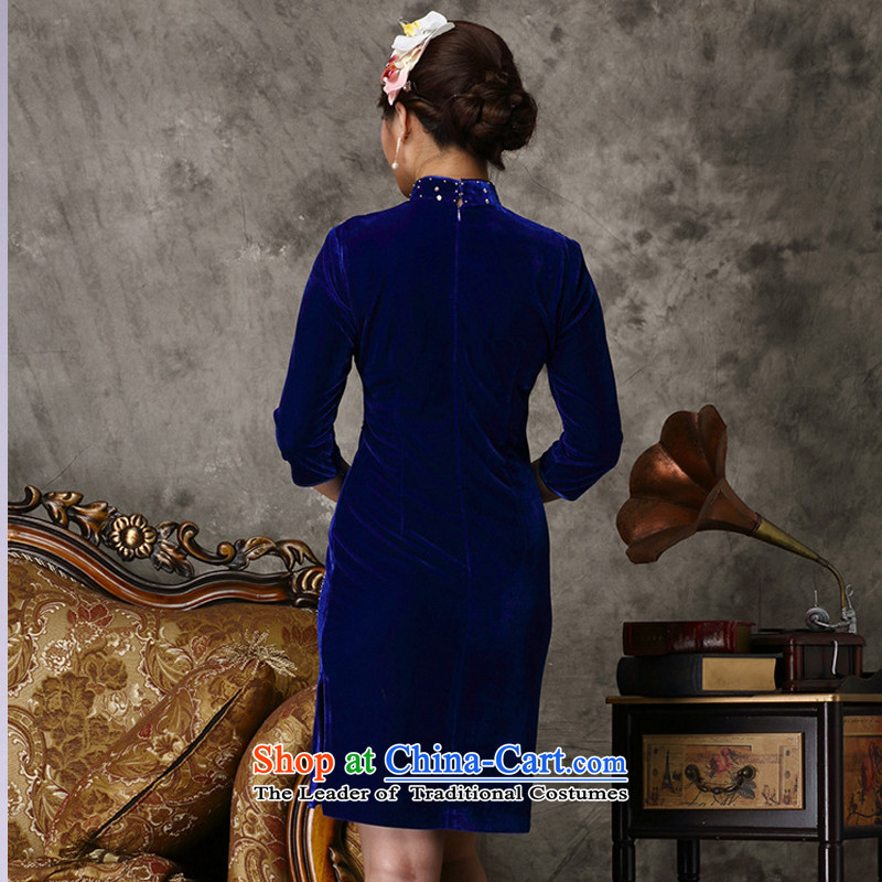 In line high-end Kim velour cloud cheongsam dress marriage banquet dress code of 7 to increase the mother bows to female AQE813 cuff purple lines in the Cuff XXL, stakeholders (youthinking cloud) , , , shopping on the Internet