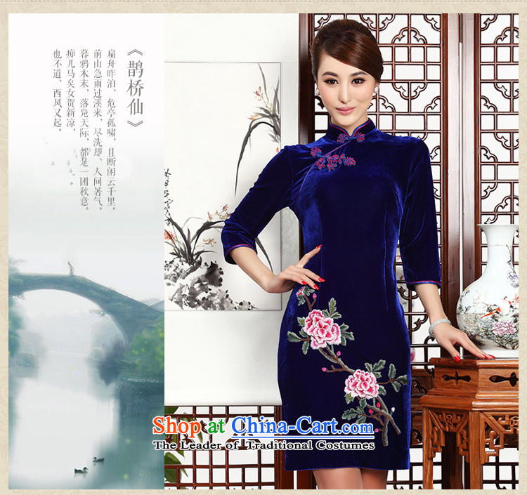 In short, the Cloud's Stylish retro mother embroidery cheongsam cheongsam dress Kim velvet wedding dress AQE002 BLUE L picture, prices, brand platters! The elections are supplied in the national character of distribution, so action, buy now enjoy more preferential! As soon as possible.