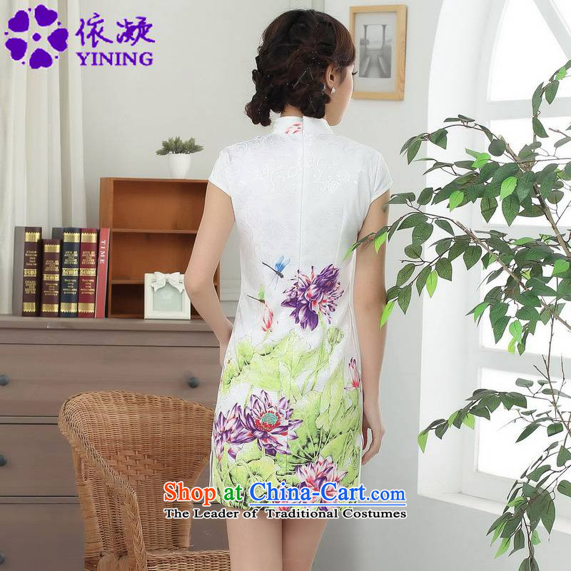 In accordance with the new fuser of Chinese Classical elegance Tang dynasty qipao short of Sau San Tong replacing cheongsam dress LGD/D0313# white S, in accordance with the fuser has been pressed shopping on the Internet