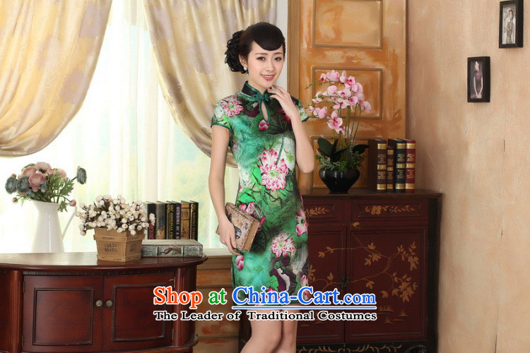 Dan smoke summer female lotus pond and the Old Shanghai retro silk herbs extract double short-sleeved cheongsam dress short figure color pictures, prices, XL brand platters! The elections are supplied in the national character of distribution, so action, buy now enjoy more preferential! As soon as possible.