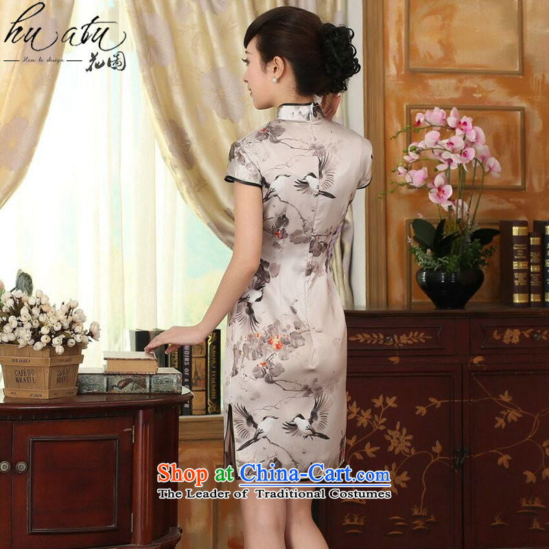 Figure for summer flowers female silk retro herbs extract poster stretch of Sau San double short qipao gown improved as Chinese color 2XL, floral shopping on the Internet has been pressed.