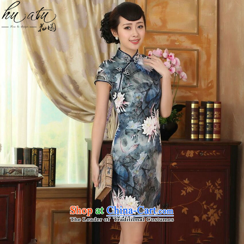 I should be grateful if you would have spent the lotus pond and the new summer female Chinese Antique silk herbs extract double dinner short qipao figure color M, floral shopping on the Internet has been pressed.