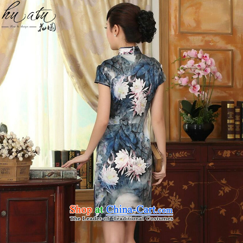 I should be grateful if you would have spent the lotus pond and the new summer female Chinese Antique silk herbs extract double dinner short qipao figure color M, floral shopping on the Internet has been pressed.