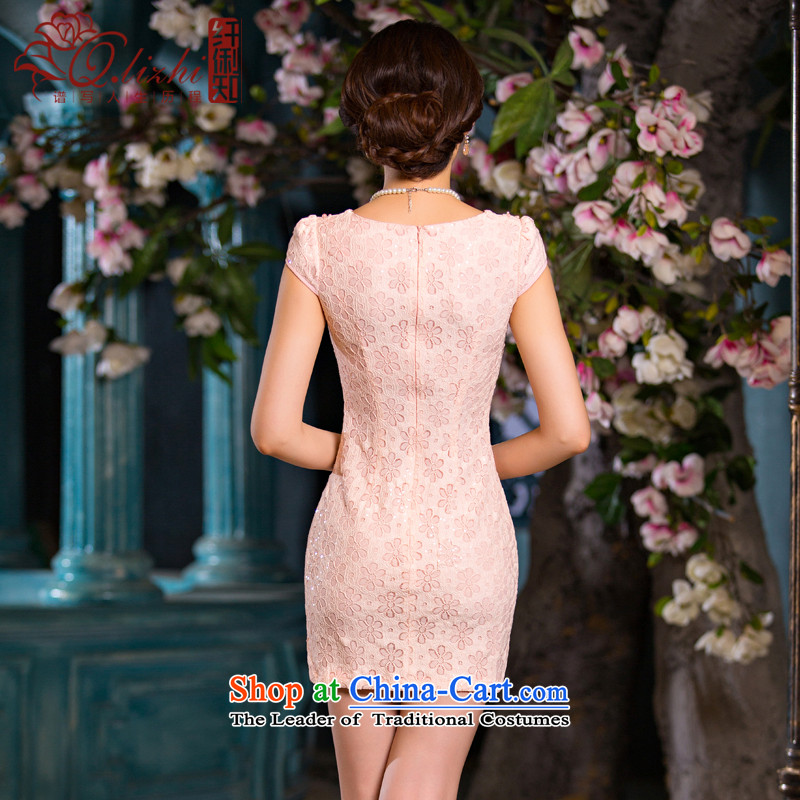 The former Yugoslavia Li know poetry Land summer new improved Stylish retro short of qipao dresses exquisite lace daily girl smiling - QLZ15Q6068 skirt snow dance XXL, Yugoslavia (Q.LIZHI Li shopping on the Internet has been pressed.)