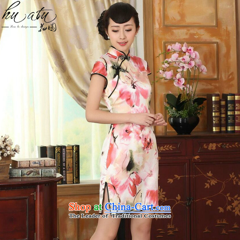 Floral heavyweight silk retro herbs extract poster stretch of improved double short skirts qipao Sau San female water 2XL, toner floral shopping on the Internet has been pressed.