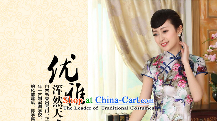 Dan smoke summer heavyweight Silk Cheongsam Elastic satin poster improved herbs extract tulip elegant banquet short qipao figure color pictures, prices, XL brand platters! The elections are supplied in the national character of distribution, so action, buy now enjoy more preferential! As soon as possible.
