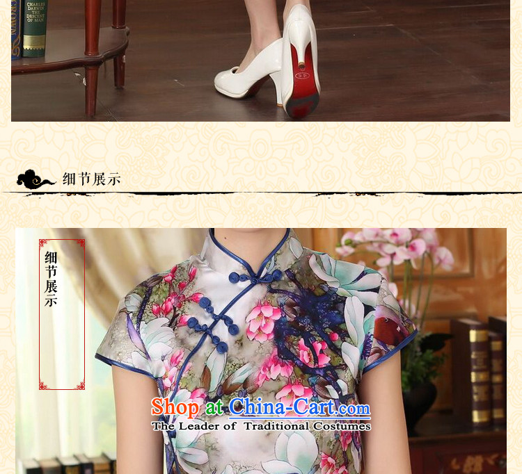 Floral summer heavyweight Silk Cheongsam Elastic satin poster improved herbs extract tulip elegant banquet short qipao Figure 2XL color pictures, prices, brand platters! The elections are supplied in the national character of distribution, so action, buy now enjoy more preferential! As soon as possible.