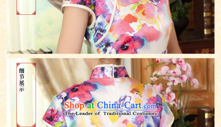 Floral heavyweight silk summer retro collar herbs extract Elastic satin poster improved double short seven colored flowers qipao L picture, prices, brand platters! The elections are supplied in the national character of distribution, so action, buy now enjoy more preferential! As soon as possible.