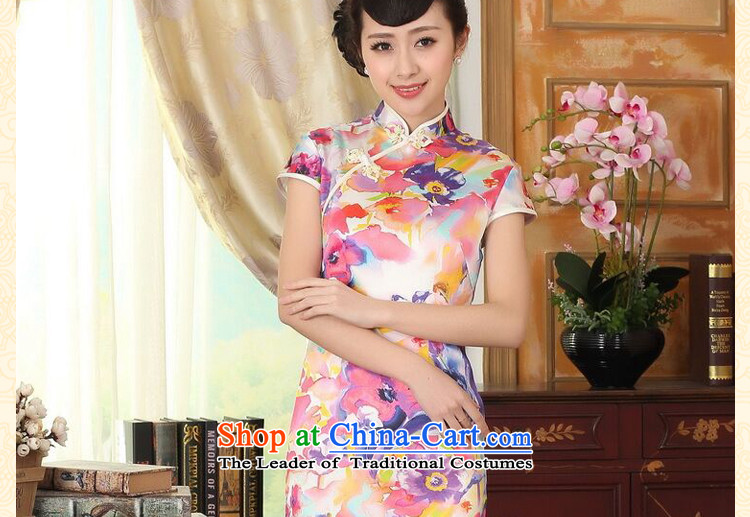 Dan smoke heavyweight silk summer Retro classic collar herbs extract Elastic satin poster improved double short seven colored flowers qipao S picture, prices, brand platters! The elections are supplied in the national character of distribution, so action, buy now enjoy more preferential! As soon as possible.