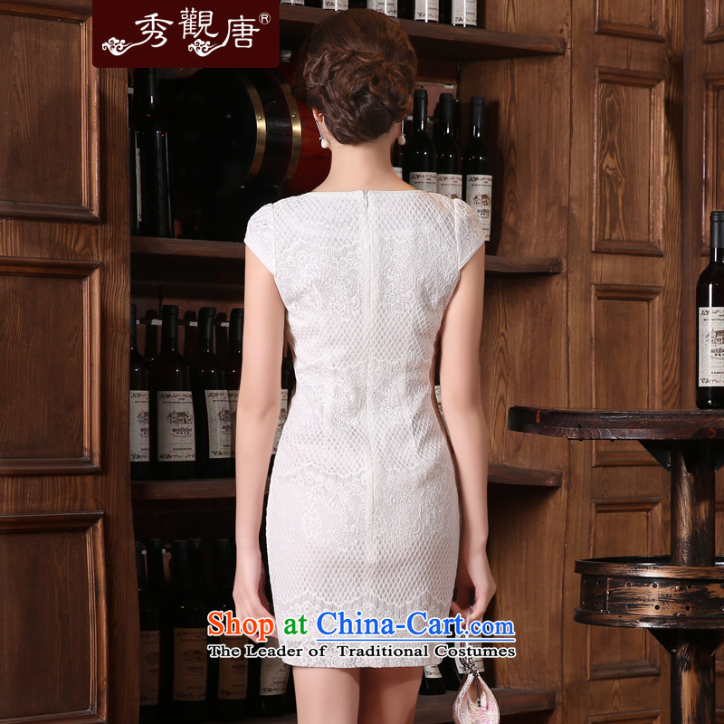 [Sau Kwun Tong] Lily improved stylish qipao skirt for summer 2015 new daily retro dresses White XL, Sau Kwun Tong shopping on the Internet has been pressed.